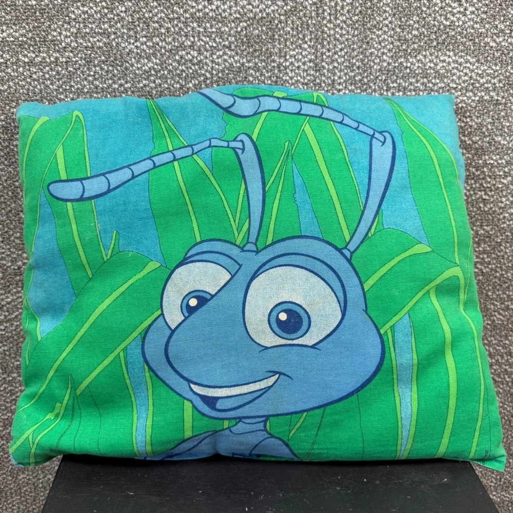 Disney A Bug's Life Throw Pillow Green Blue Vintage Movie Character Decor Flik